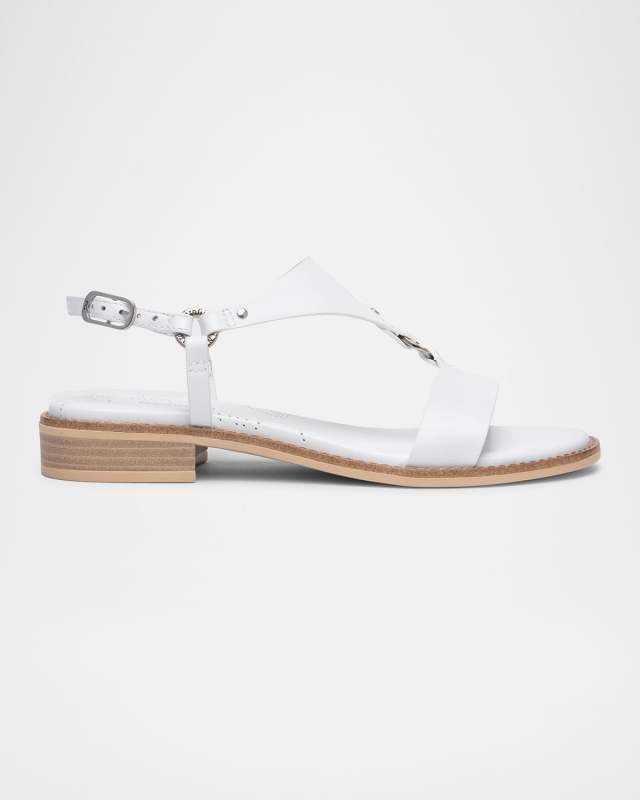 Metal Ring Leather Sandals